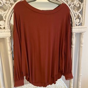 Black and salmon oversized free people shirt